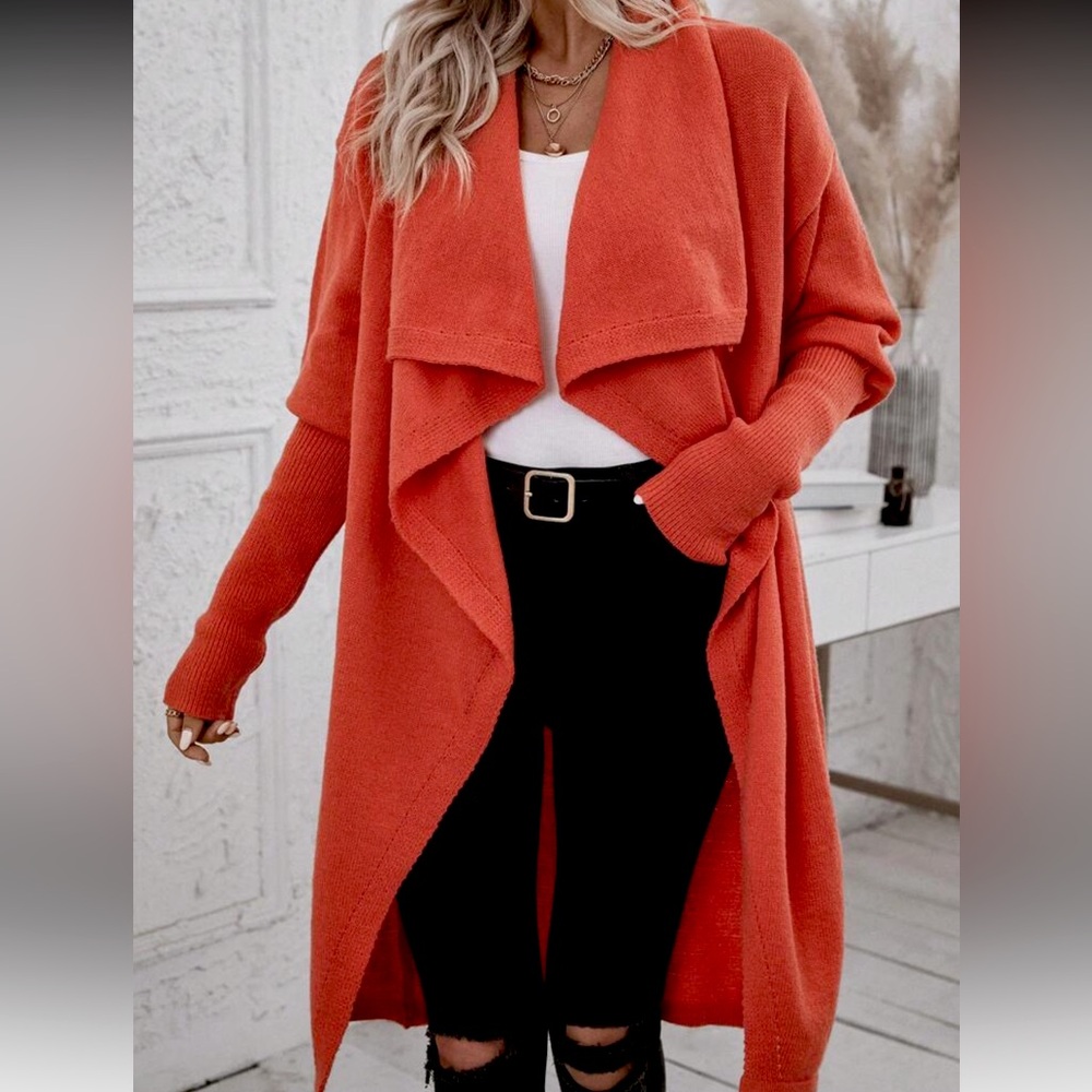 SHEIN Coral Oversized Knit Cardigan